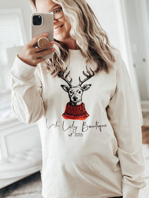 Lush Lily Est. 2018 Reindeer Long Sleeve Tee