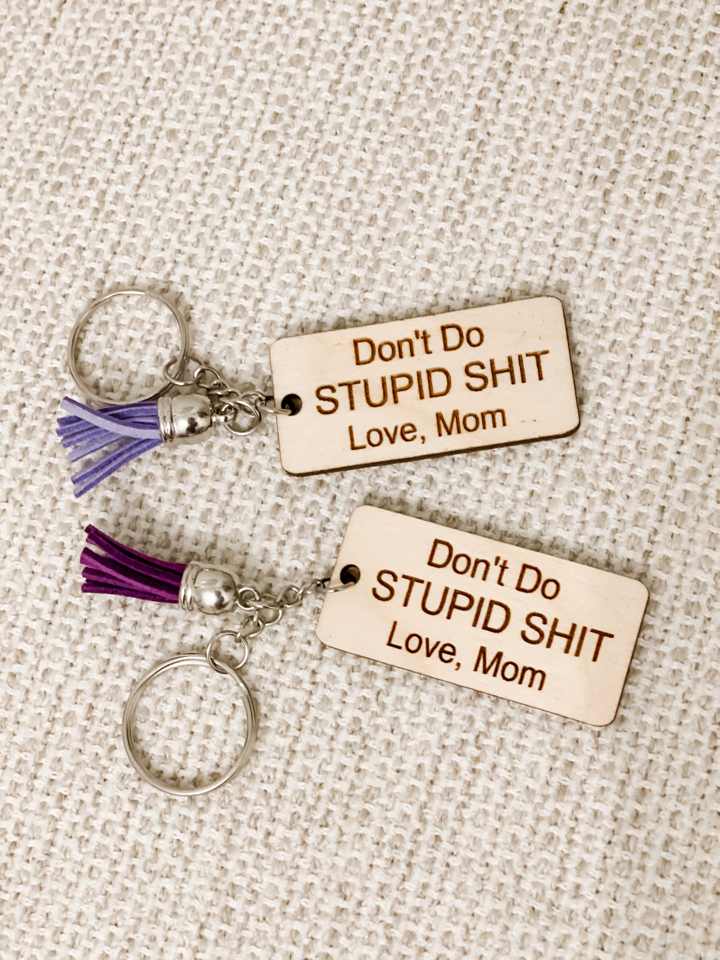 Key Chain - Large Rectangle - Don't do stupid shit. Love mom – Twig & Lace®